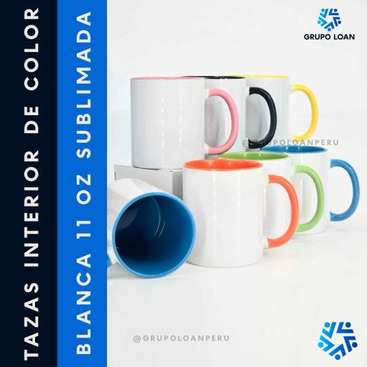 Tazas sublimadas con interior de color | Grupo Loan